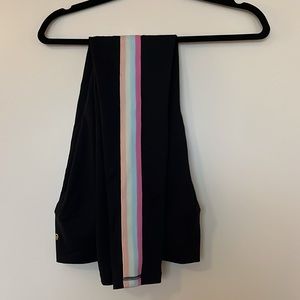 Spiritual Gangster leggings with pink and blue stripe